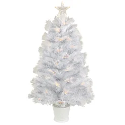 Northlight Fiber Optic Trees>3' Pre-Lit White Fiber Optic Artificial Christmas Tree, Warm White Lights