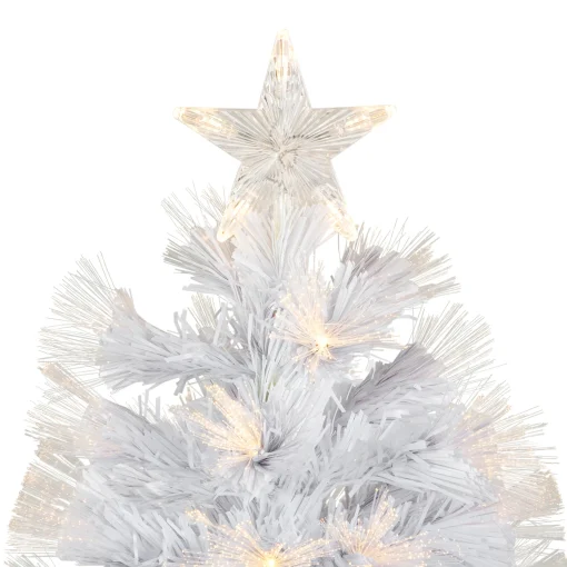 Northlight Fiber Optic Trees>3' Pre-Lit White Fiber Optic Artificial Christmas Tree, Warm White Lights