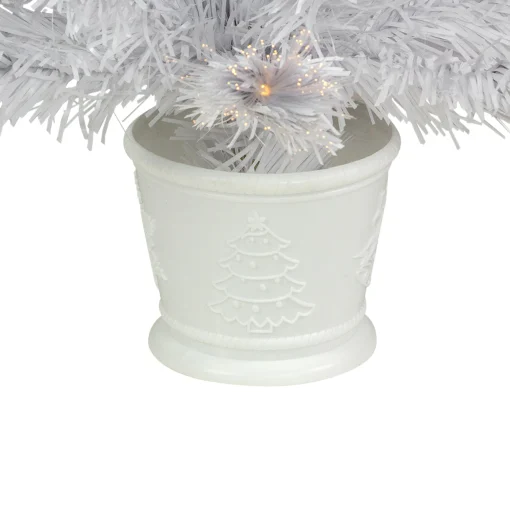 Northlight Fiber Optic Trees>3' Pre-Lit White Fiber Optic Artificial Christmas Tree, Warm White Lights