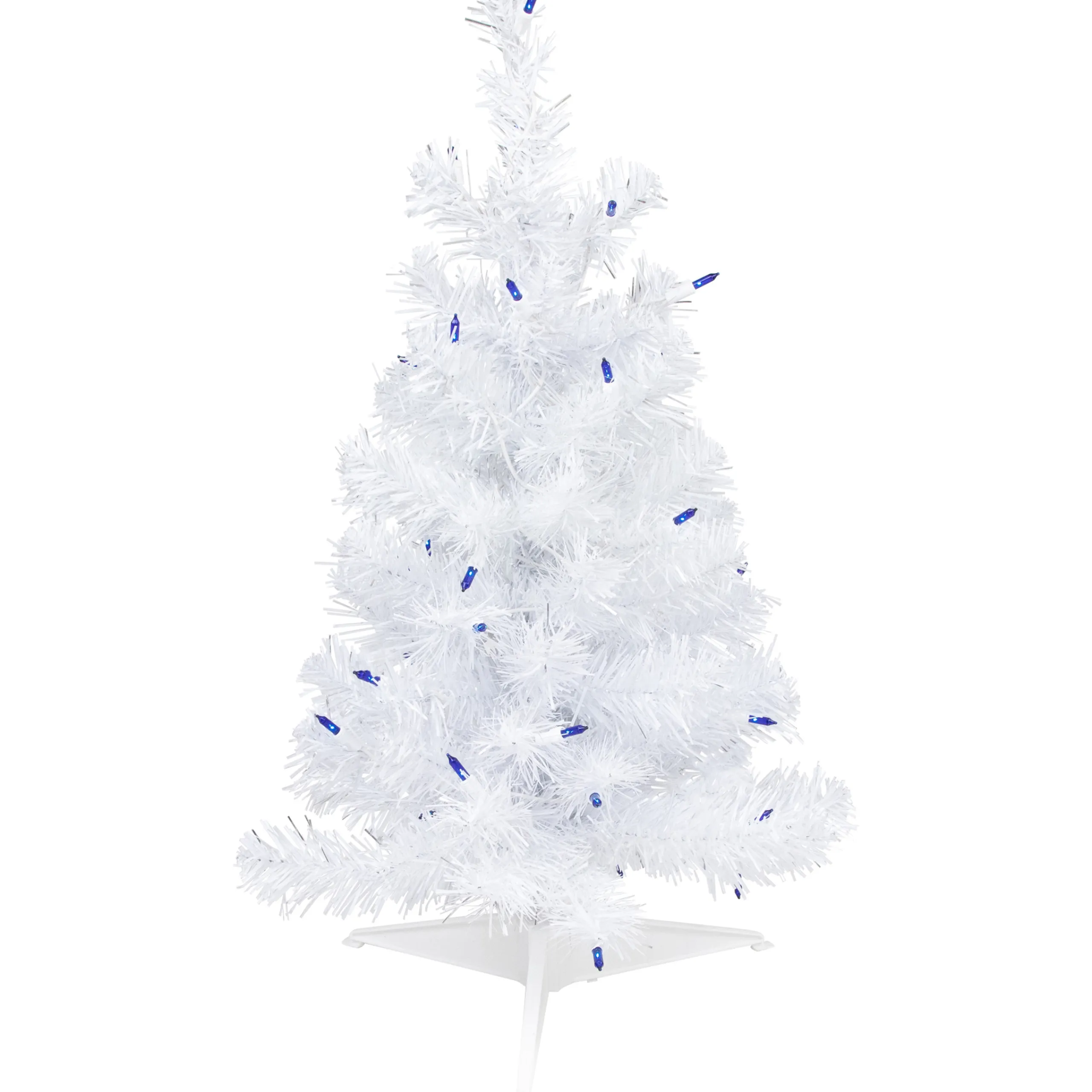 Northlight 2.5 Feet Tall And Smaller>2' Pre-Lit White Iridescent Pine Artificial Christmas Tree - Blue Lights