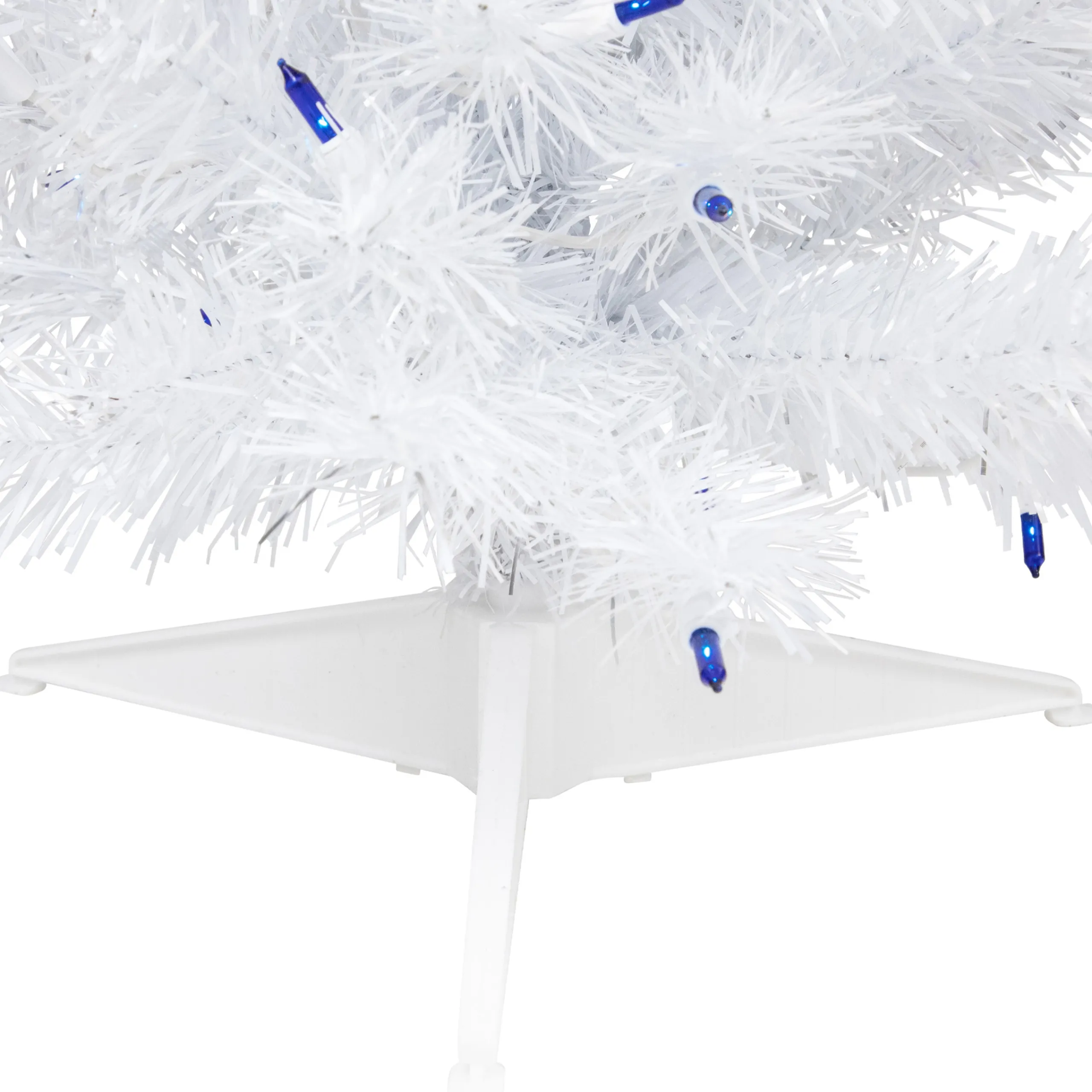 Northlight 2.5 Feet Tall And Smaller>2' Pre-Lit White Iridescent Pine Artificial Christmas Tree - Blue Lights