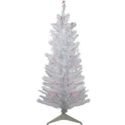 Northlight 4 And 4.5 Feet Tall>4' Pre-Lit White Iridescent Pine Artificial Christmas Tree - Pink Lights