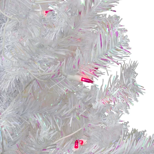 Northlight 4 And 4.5 Feet Tall>4' Pre-Lit White Iridescent Pine Artificial Christmas Tree - Pink Lights
