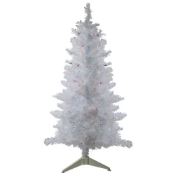 Northlight 4 And 4.5 Feet Tall>4' Pre-Lit White Iridescent Pine Artificial Christmas Tree - Multi Lights
