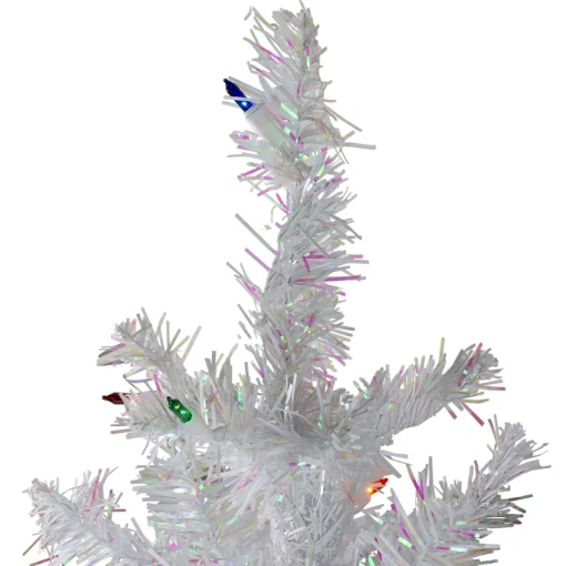Northlight 4 And 4.5 Feet Tall>4' Pre-Lit White Iridescent Pine Artificial Christmas Tree - Multi Lights