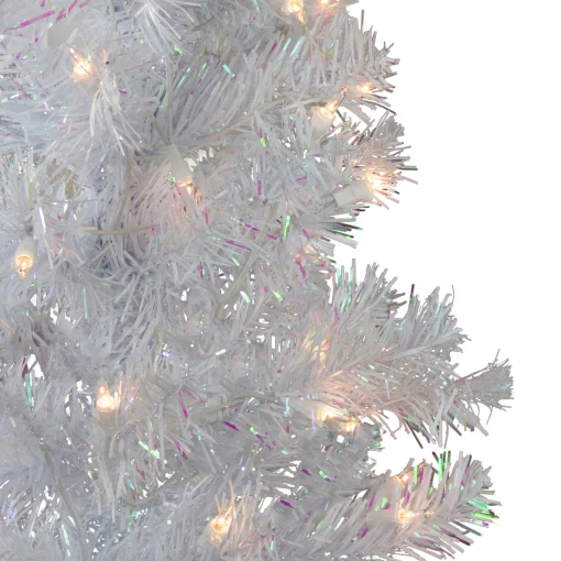 Northlight 4 And 4.5 Feet Tall>4' Pre-Lit White Iridescent Pine Artificial Christmas Tree - Clear Lights
