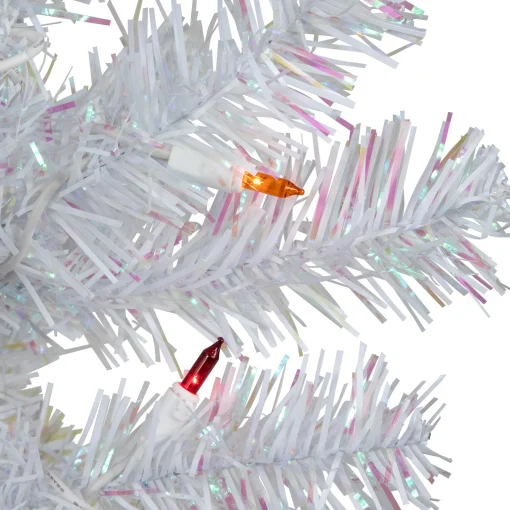 Northlight 3 And 3.5 Feet Tall>3' Pre-Lit White Iridescent Pine Artificial Christmas Tree - Multi Lights