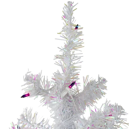 Northlight 4 And 4.5 Feet Tall>4' Pre-Lit White Iridescent Pine Artificial Christmas Tree - Purple Lights