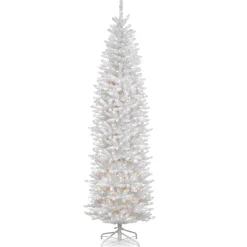 National Tree Company White Trees>7.5' Pre-Lit White Kingswood Fir Slim Artificial Christmas Tree, White Lights