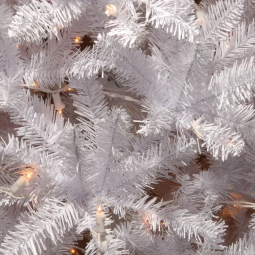 National Tree Company White Trees>7' Pre-Lit White Kingswood Fir Pencil Artificial Christmas Tree, Clear Lights