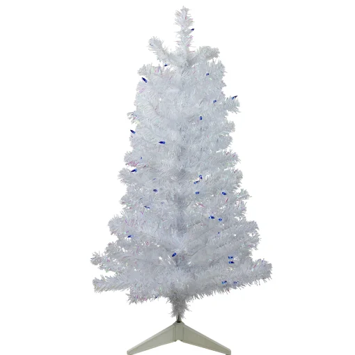 Northlight 3 And 3.5 Feet Tall>3' Pre-Lit White Medium Pine Artificial Christmas Tree - Blue Lights