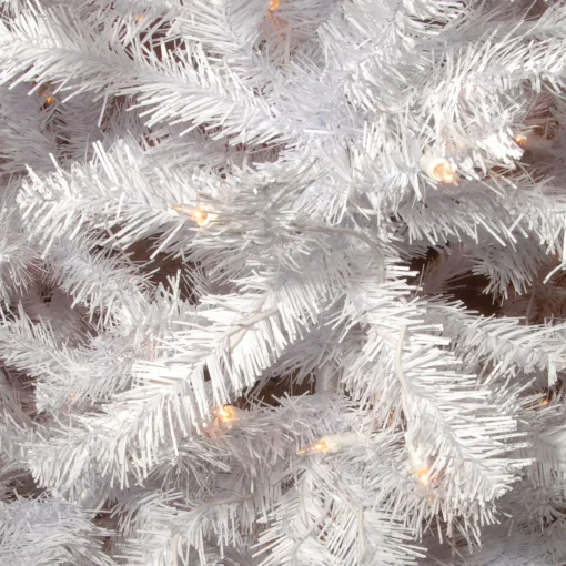 National Tree Company White Trees>7' Pre-Lit White North Valley Spruce Artificial Christmas Tree, Clear Lights