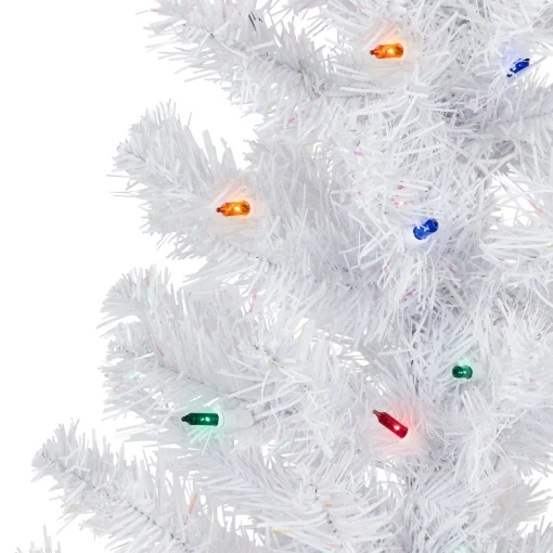 Northlight 3 And 3.5 Feet Tall>3' Pre-Lit White Pine Artificial Christmas Tree - Multi Lights