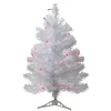 Northlight White Trees>2' Pre-Lit White Pine Slim Artificial Christmas Tree - Pink Lights