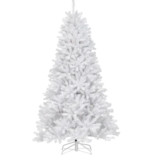 National Tree Company White Trees>7.5' Pre-Lit White Slim North Valley Spruce Artificial Christmas Tree, Clear Lights