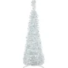 Northlight Pop Up Trees>4' Pre-Lit White Tinsel Pop-Up Artificial Christmas Tree, Blue Lights
