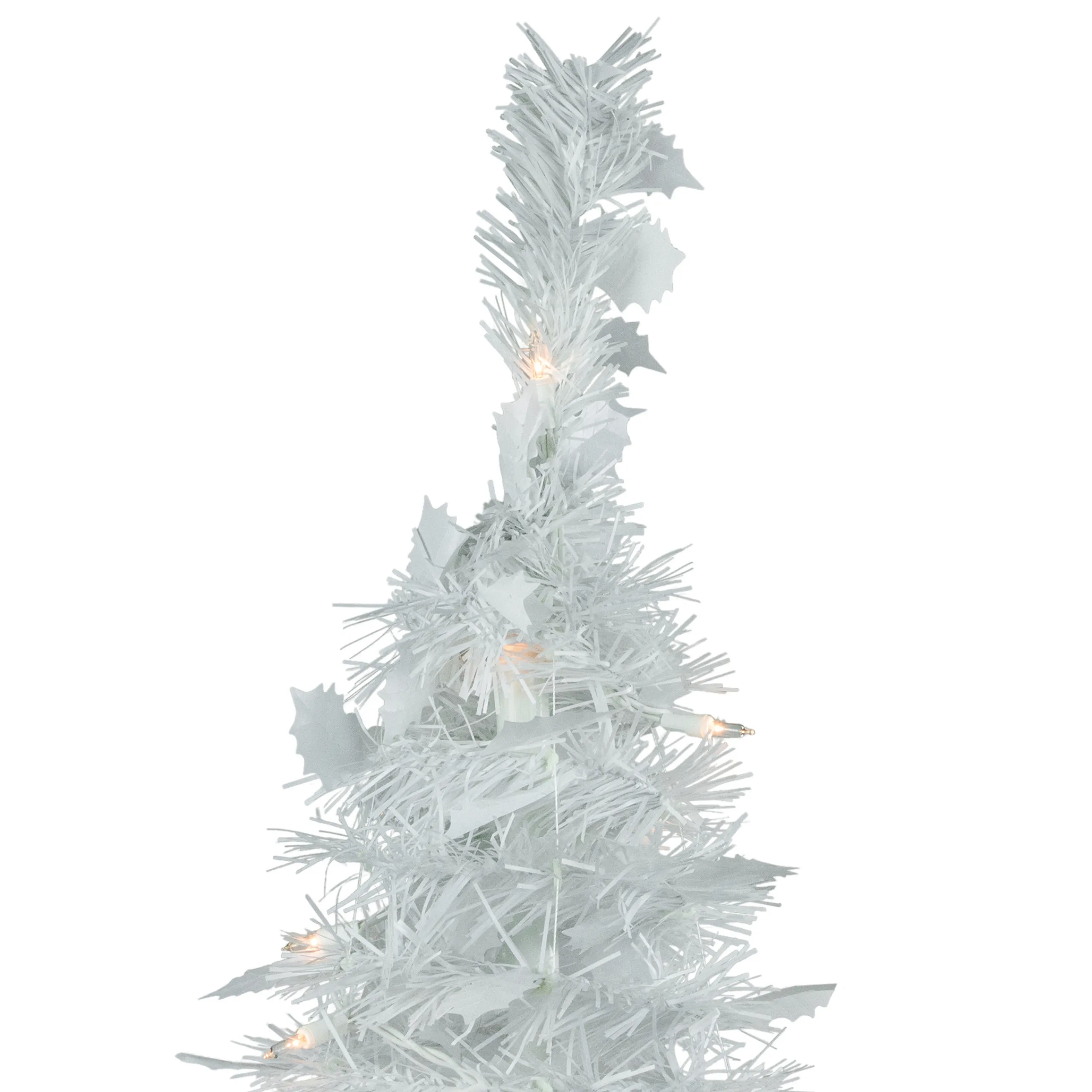 Northlight Pop Up Trees>4' Pre-Lit White Tinsel Pop-Up Artificial Christmas Tree, Clear Lights