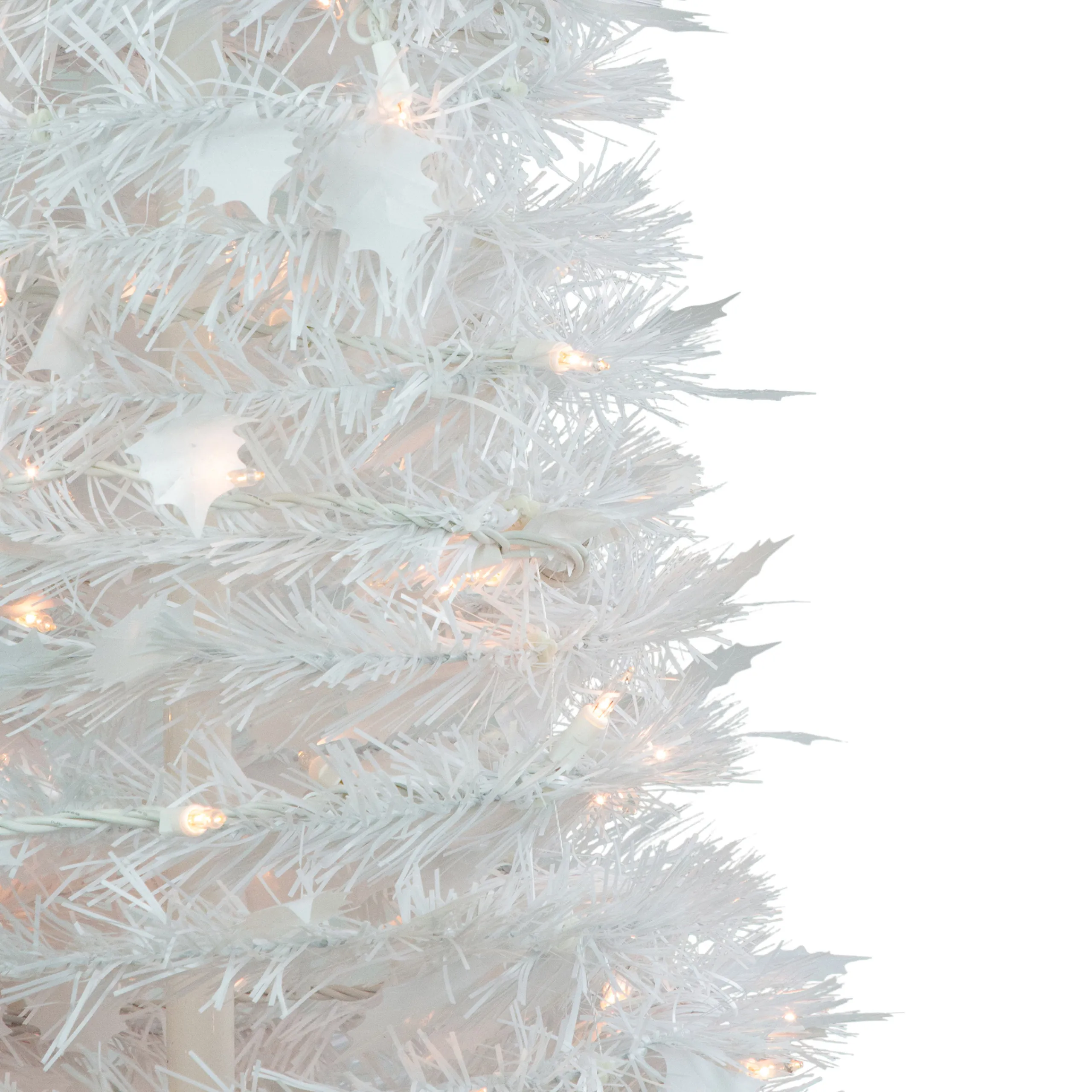 Northlight Pop Up Trees>4' Pre-Lit White Tinsel Pop-Up Artificial Christmas Tree, Clear Lights