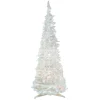 Northlight Pop Up Trees>6' Pre-Lit White Tinsel Pop-Up Artificial Christmas Tree, Clear Lights