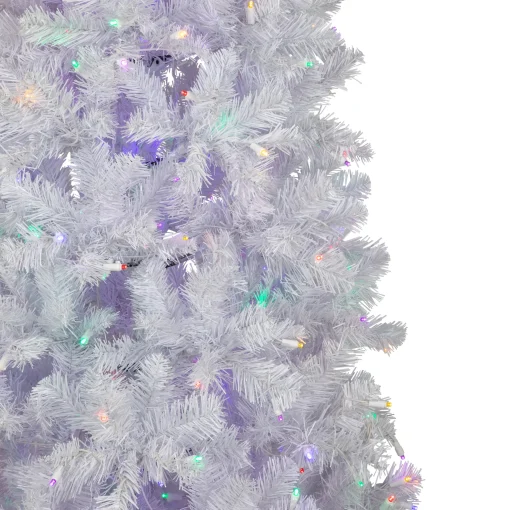 Northlight 7 And 7.5 Feet Tall>7.5' Pre-Lit White Winston Pine Artificial Christmas Tree, Multi Led Lights