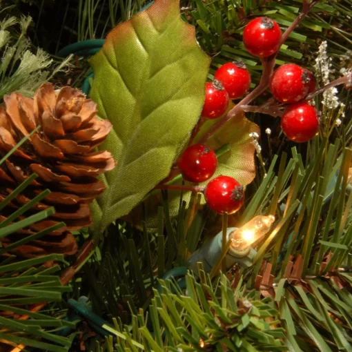 Pre-Lit Teardrops*National Tree Company 36" Pre-Lit Wintry Pine Artificial Christmas Slim Teardrop Swag, Warm White Led Lights