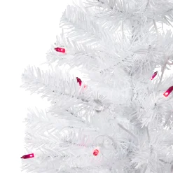 Northlight 2.5 Feet Tall And Smaller></noscript>2' Pre-Lit Woodbury White Pine Slim Artificial Christmas Tree, Pink Lights