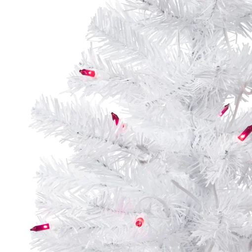 Northlight 2.5 Feet Tall And Smaller>2' Pre-Lit Woodbury White Pine Slim Artificial Christmas Tree, Pink Lights