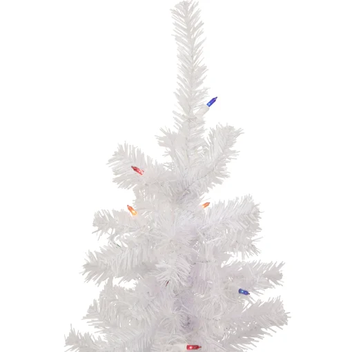 Northlight 3 And 3.5 Feet Tall>3' Pre-Lit Woodbury White Pine Slim Artificial Christmas Tree, Multi Lights