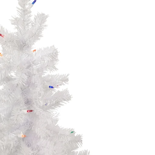 Northlight 3 And 3.5 Feet Tall>3' Pre-Lit Woodbury White Pine Slim Artificial Christmas Tree, Multi Lights