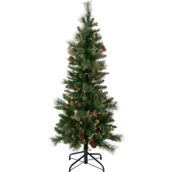 Northlight 4 And 4.5 Feet Tall>4.5' Pre-Lit Yorkshire Pine Pencil Artificial Christmas Tree, Clear Lights