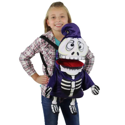 Northlight 24" Purple And Black Skeleton Unisex Child Halloween Trick Or Treat Bag Costume Accessory - One Size