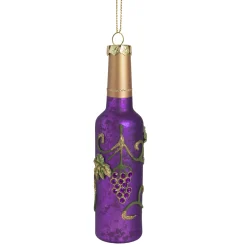 Northlight Food & Beverage>6" Purple And Gold Mercury Style Wine Bottle Glass Christmas Ornament