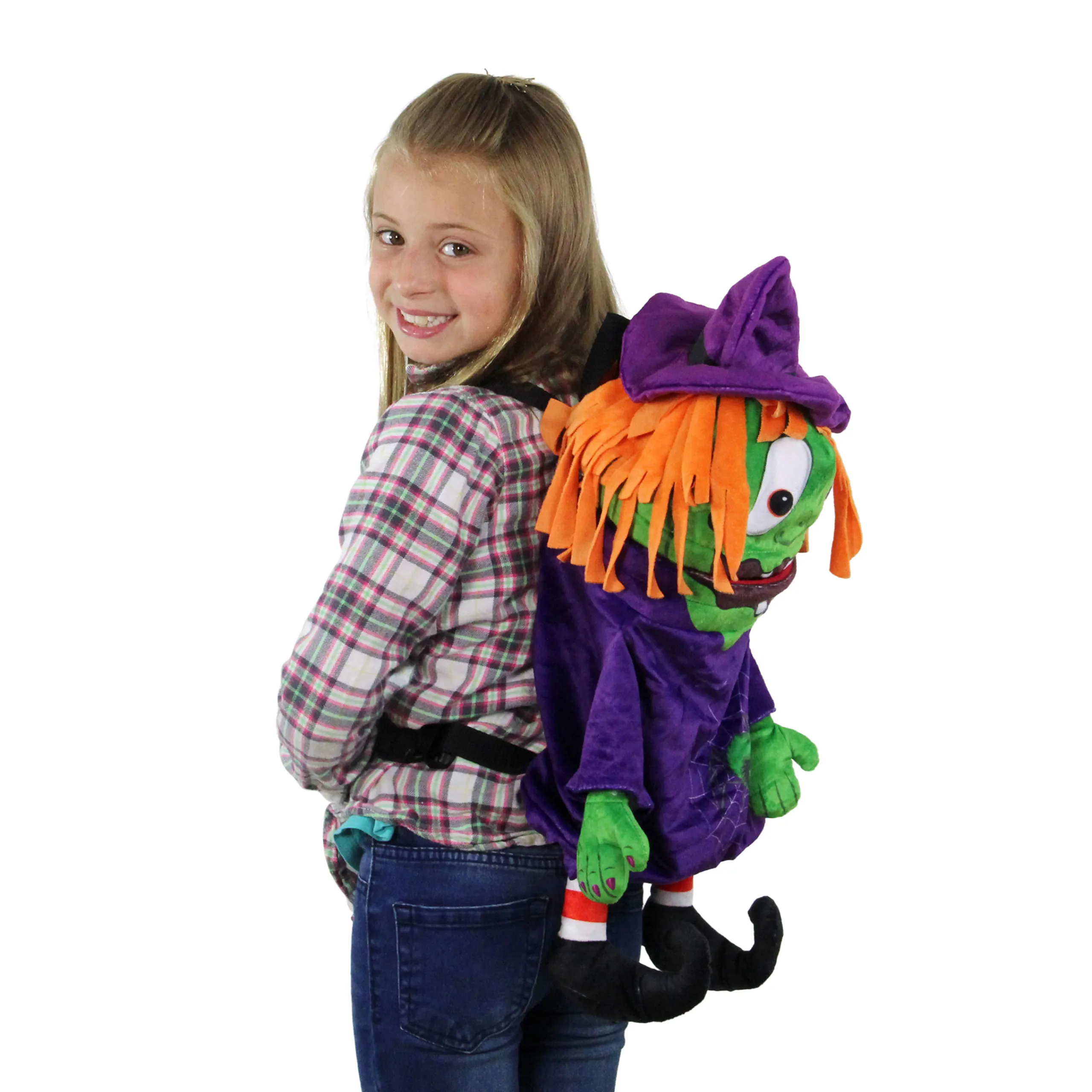 Northlight 23" Purple And Green Witch Unisex Child Trick Or Treat Halloween Bag Costume Accessory
