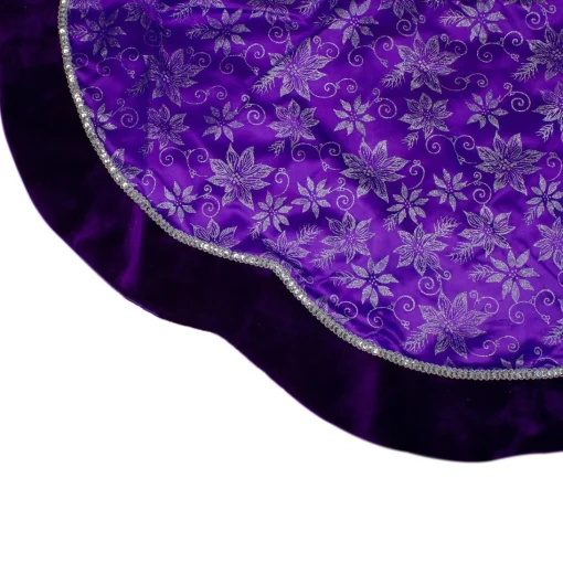 48 Inch And Smaller*Northlight 48" Purple And Silver Glittered Floral Christmas Tree Skirt