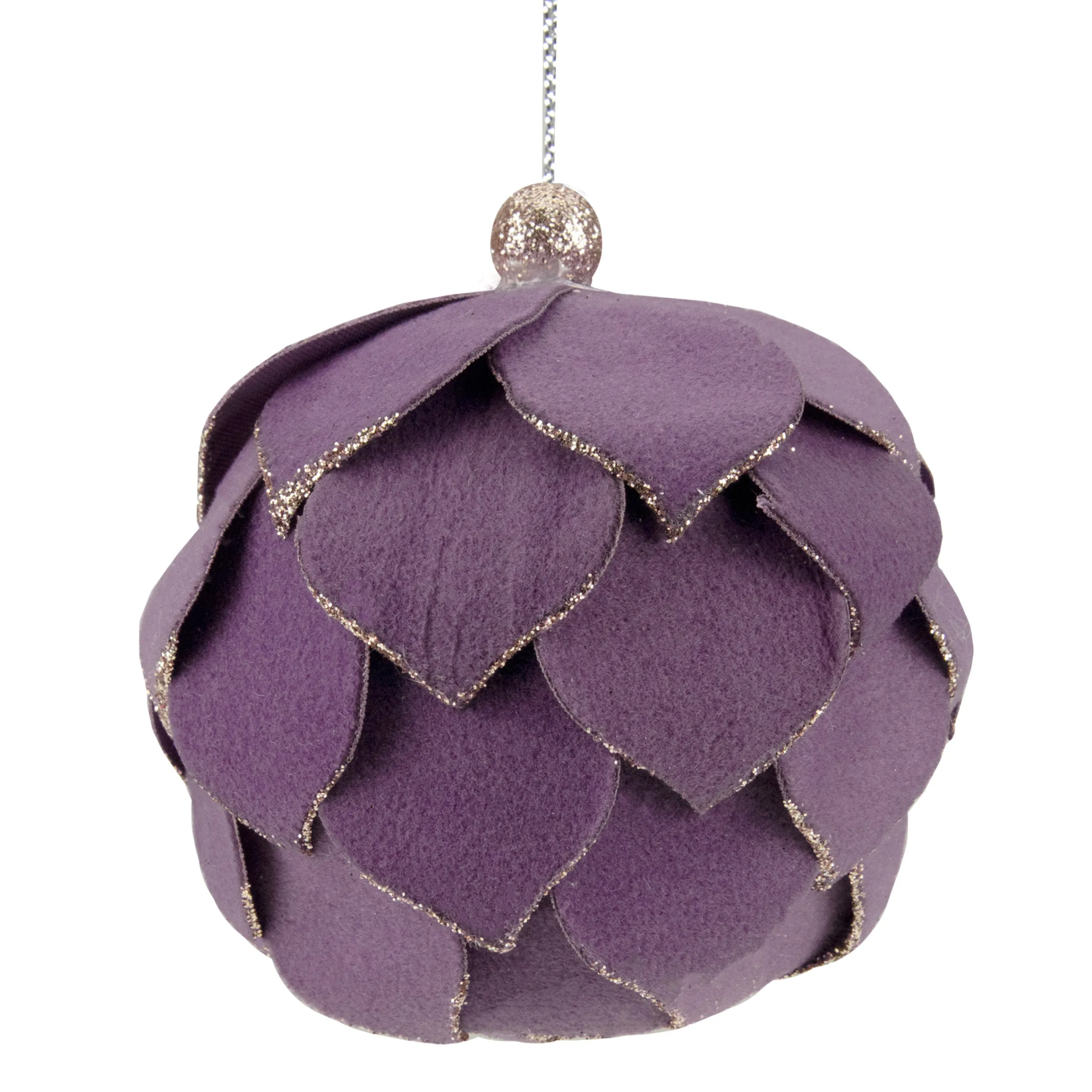 Northlight Balls>7" Purple Flower Glitter Petal Shatterproof Ball Christmas Ornament