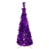 Northlight Pop Up Trees>4' Purple Tinsel Pop-Up Artificial Christmas Tree, Unlit