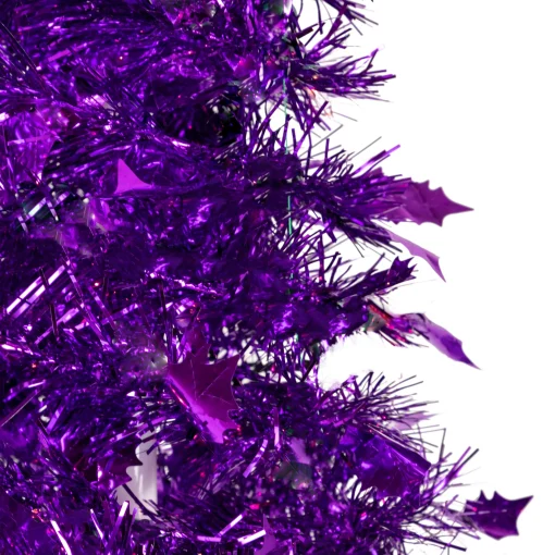 Northlight Pop Up Trees>4' Purple Tinsel Pop-Up Artificial Christmas Tree, Unlit