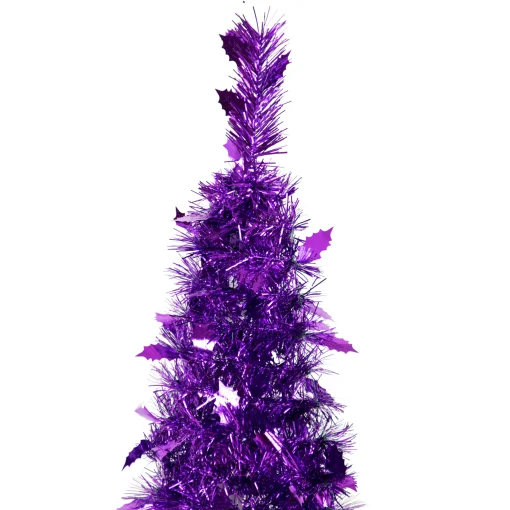 Northlight Pop Up Trees>4' Purple Tinsel Pop-Up Artificial Christmas Tree, Unlit