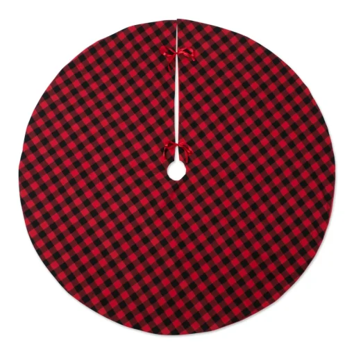 48 Inch And Smaller*Contemporary Home Living 48" Red And Black Buffalo Checkered Round Christmas Tree Skirt