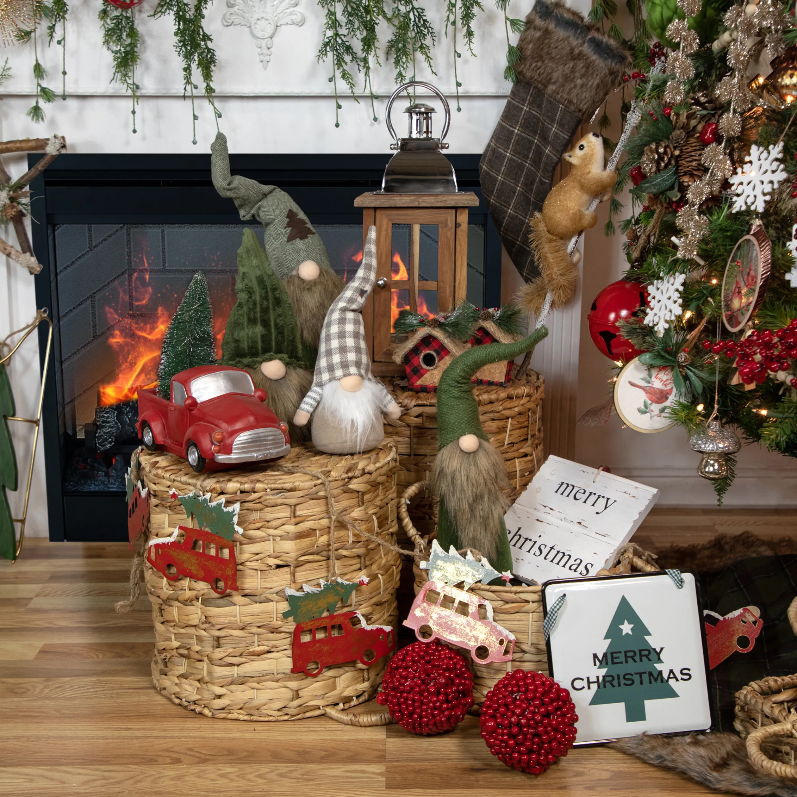 Northlight Woodland>5.75" Red And Black Buffalo Plaid Hanging Bird House Christmas Ornament