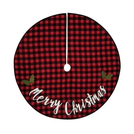 48 Inch And Smaller*Contemporary Home Living 48" Red And Black Buffalo Plaid "Merry Christmas" Tree Skirt