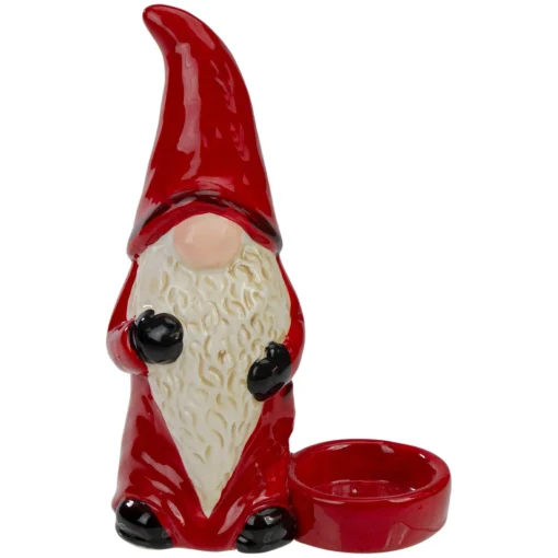 Candles & Holders*Northlight 7" Red And Black Gnome Tea Light Christmas Candle Holder