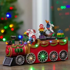 Trains*Northlight 10.25" Red And Black Led Lighted Musical Christmas Train With Santa