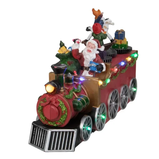 Trains*Northlight 10.25" Red And Black Led Lighted Musical Christmas Train With Santa