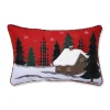 Pillows & Throws*CC Home Furnishings 18.5" Red And Black Plaid Christmas Trees With Cabin Rectangular Throw Pillow