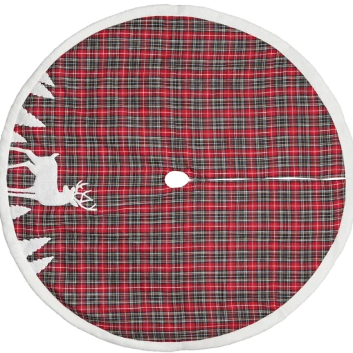 48 Inch And Smaller*Dyno 48" Red And Black Plaid Reindeer Christmas Tree Skirt