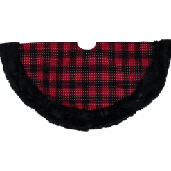 48 Inch And Smaller*Northlight 48" Red And Black Plaid With Polka Dots Christmas Tree Skirt
