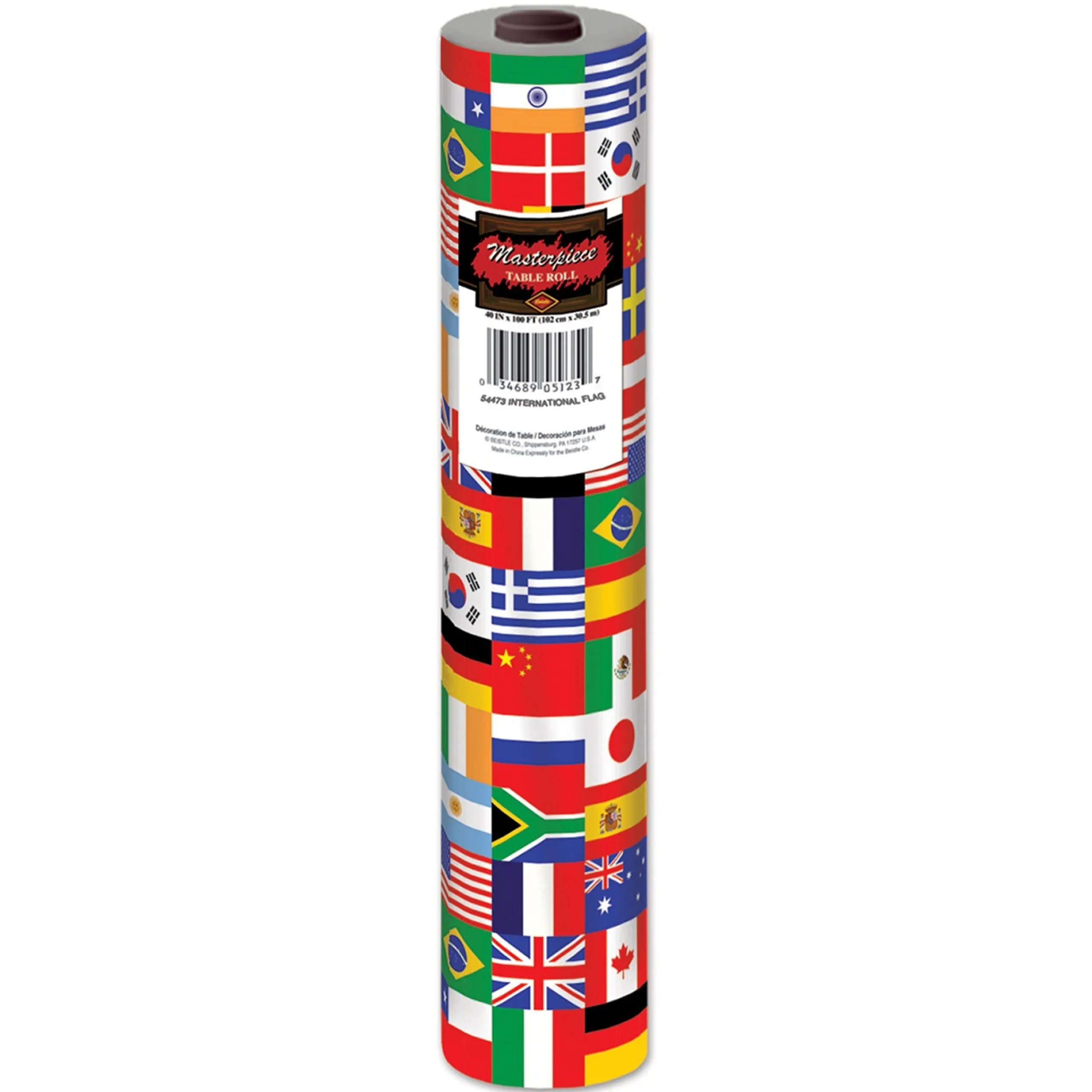 Party Central 100' Red And Blue International Flag Disposable Banquet Party Table Roll