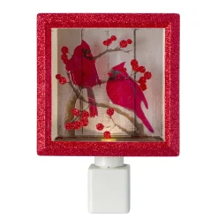 Roman 6" Red And Brown Glitter Cardinal Christmas Night Light