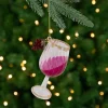 Northlight Food & Beverage>4.25" Red And Clear Glittered Wine Glass Christmas Ornament